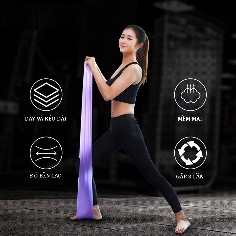 Dây đàn hồi tập Yoga – Gym - Màu Tím